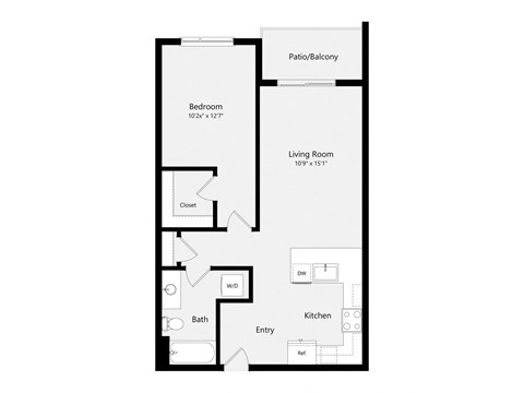 a floor plan of a unit with a bedroom and a living room